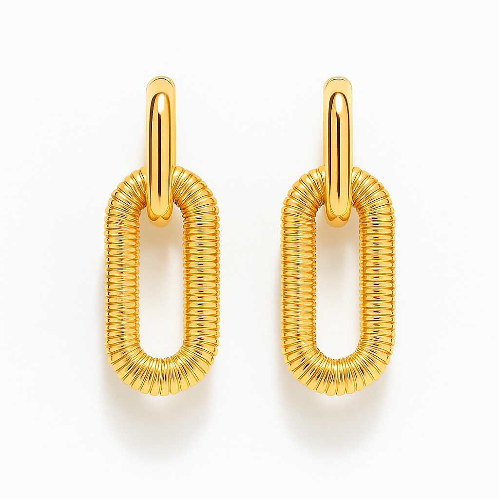 Cuban Link Diamond Drop Earrings (gold finish)