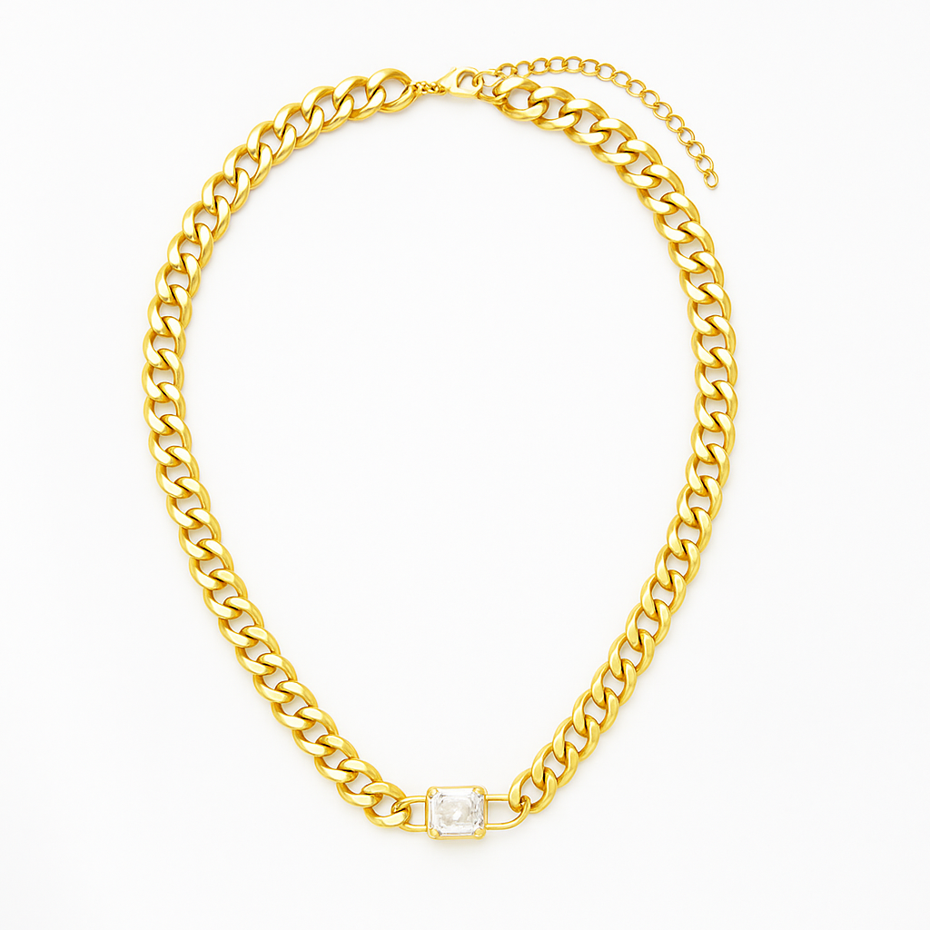 Gold Plated Gemstone Necklace (gold finish)