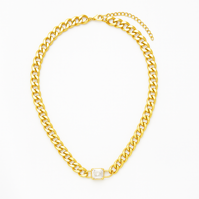 Gold Plated Gemstone Necklace (gold finish)