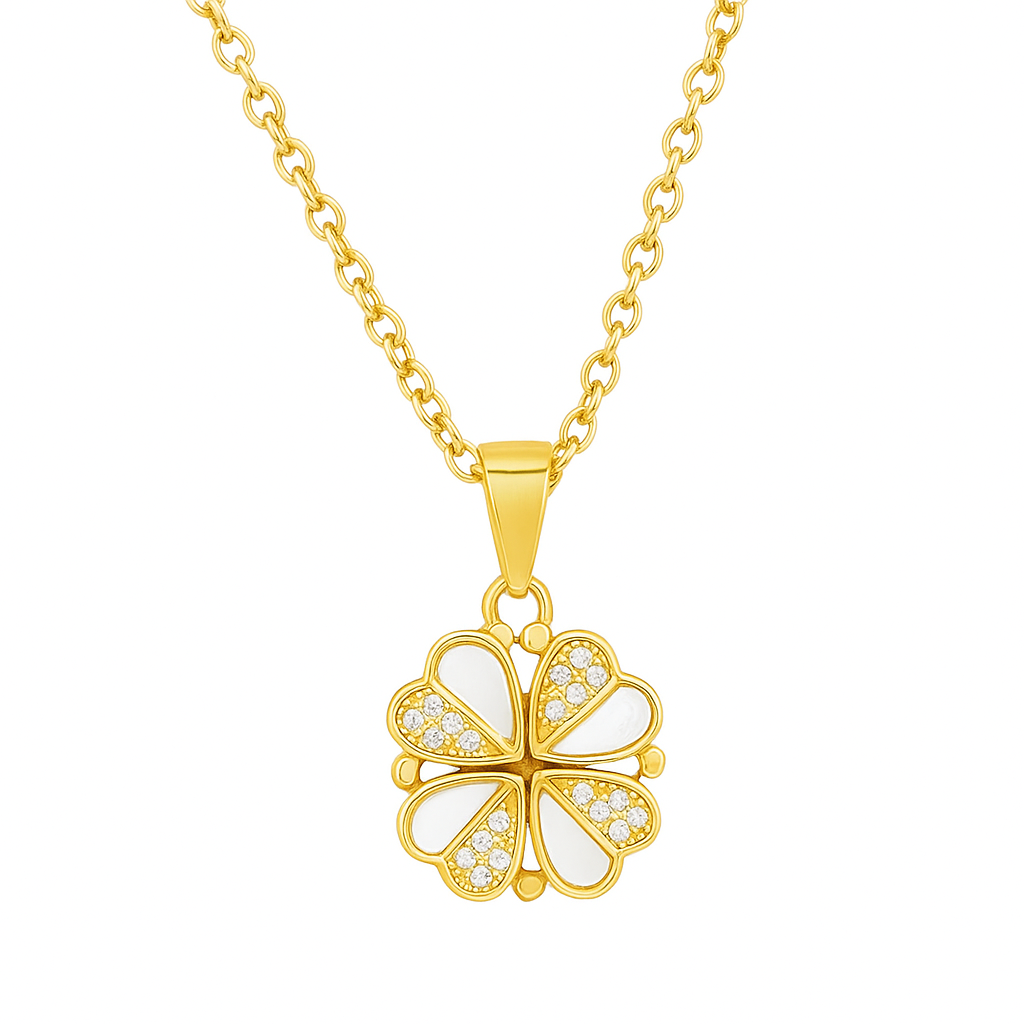 Four-Leaf Clover Crystal Pendant Necklace (stainless steel)