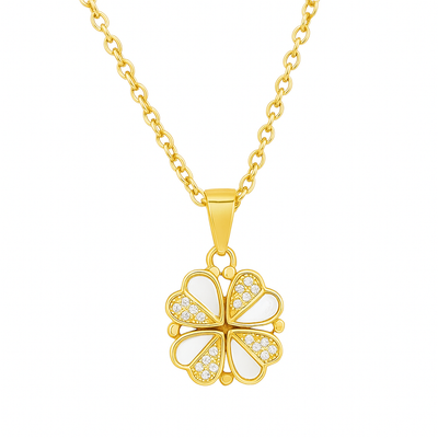 Four-Leaf Clover Crystal Pendant Necklace (stainless steel)