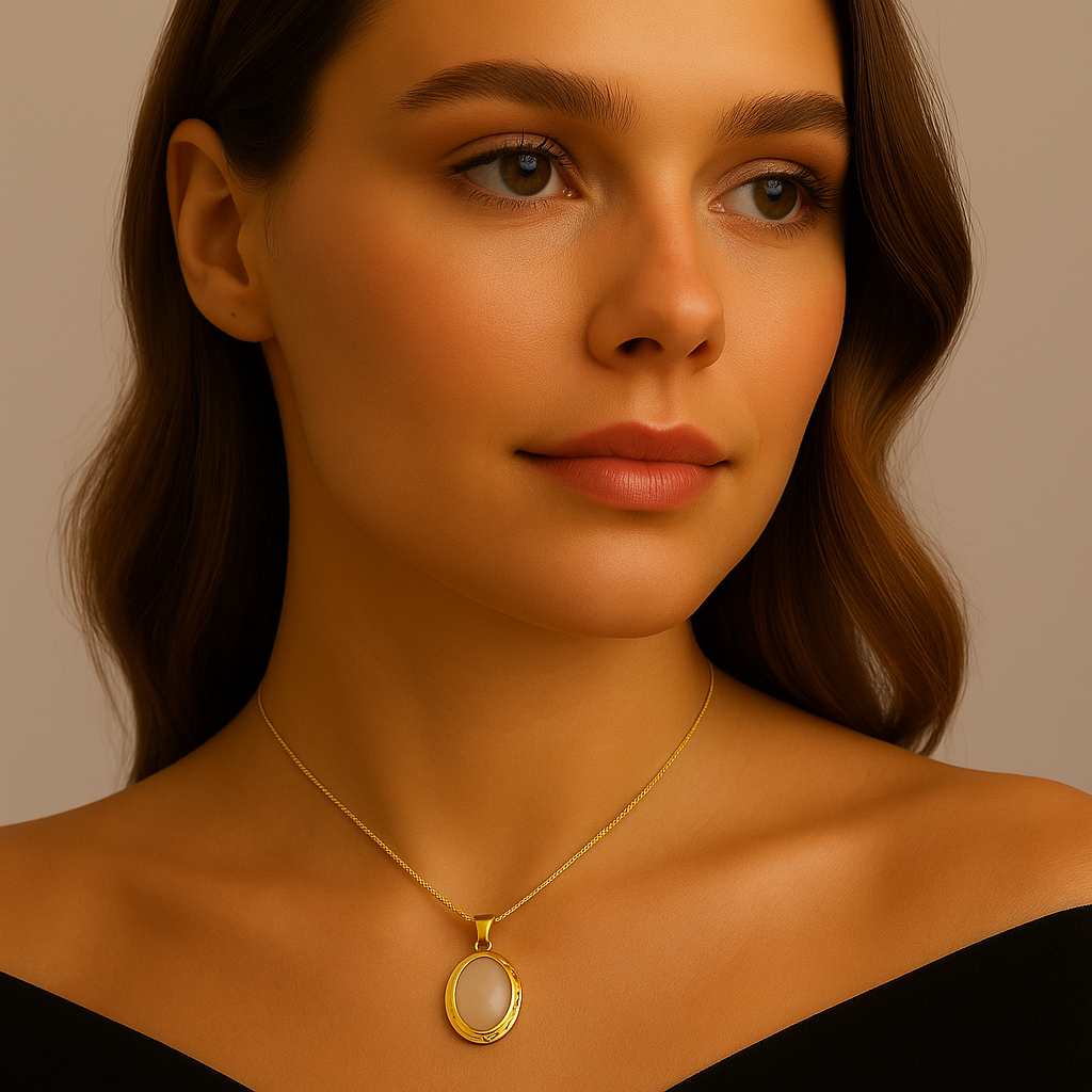 Oval Cat Eye Pendant Necklace (gold finish)