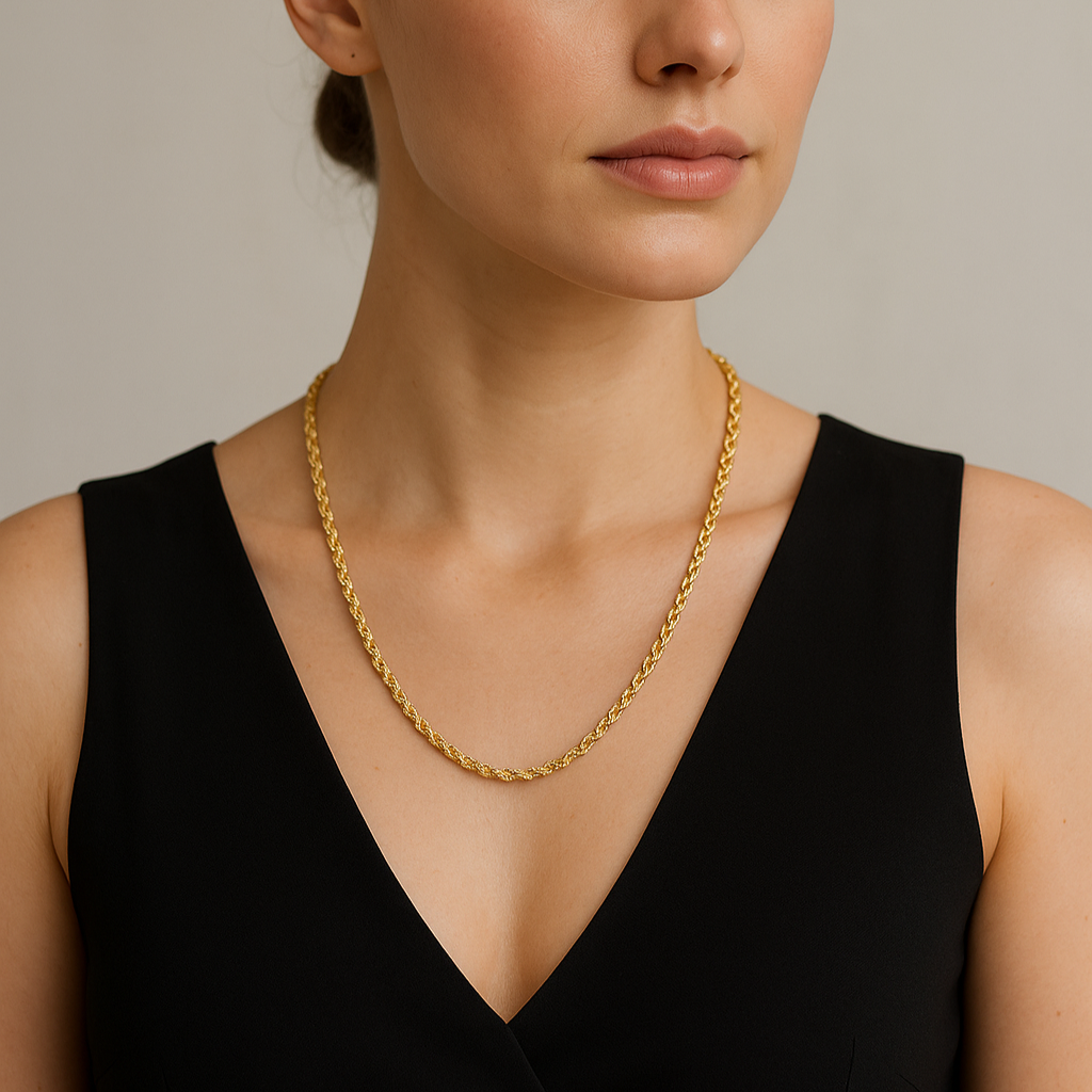 Rope Chain Necklace 3mm (Gold Plated)