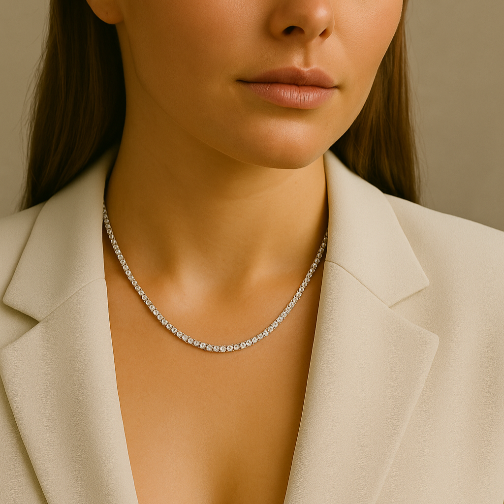 Classic Tennis Necklace 2.5mm (Silver Finish)