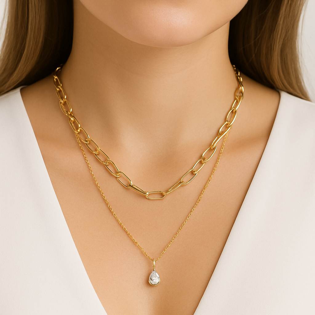 Double Layer Necklace 18K Gold (gold finish)