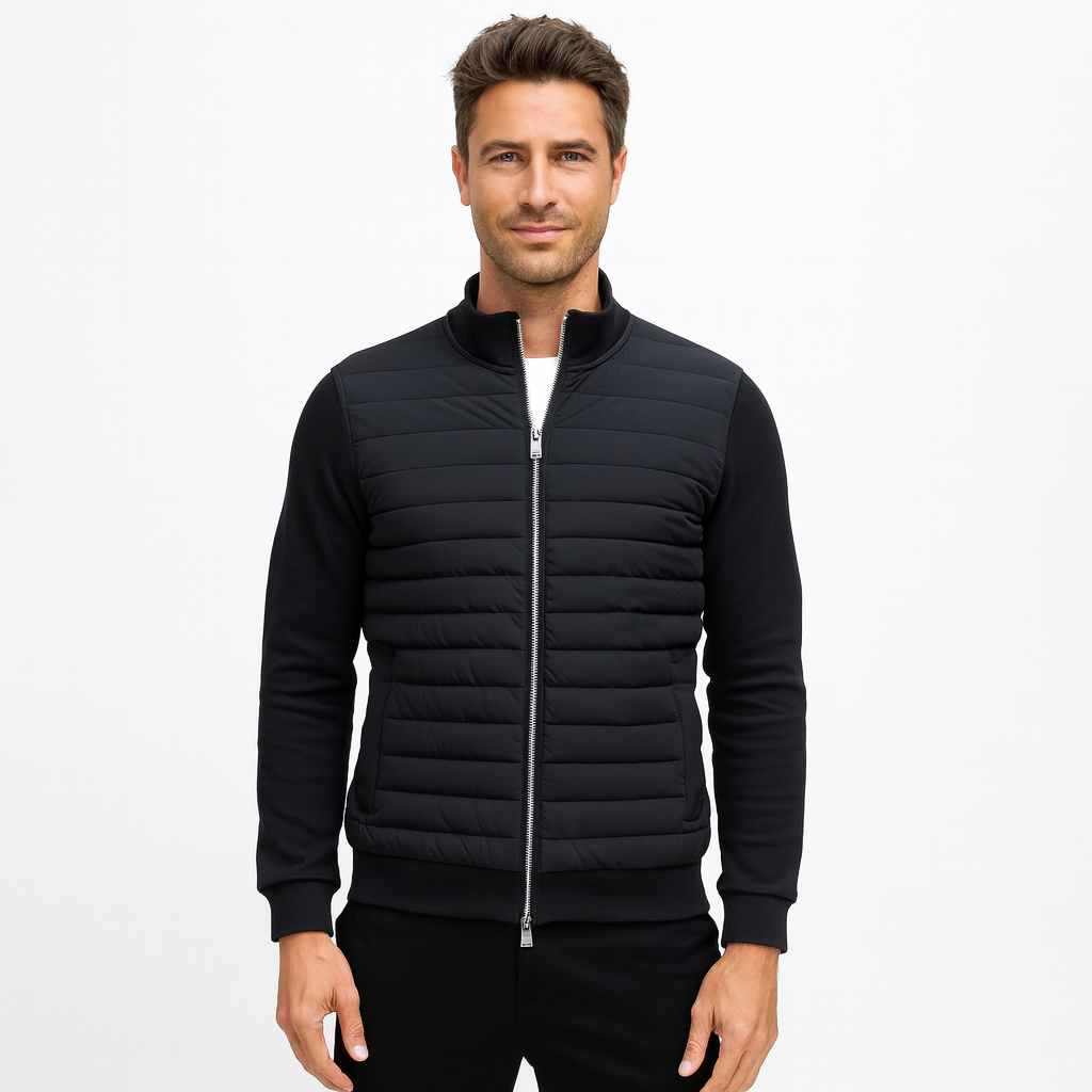 Men's Quilted Hybrid Jacket with Knitted Sleeves