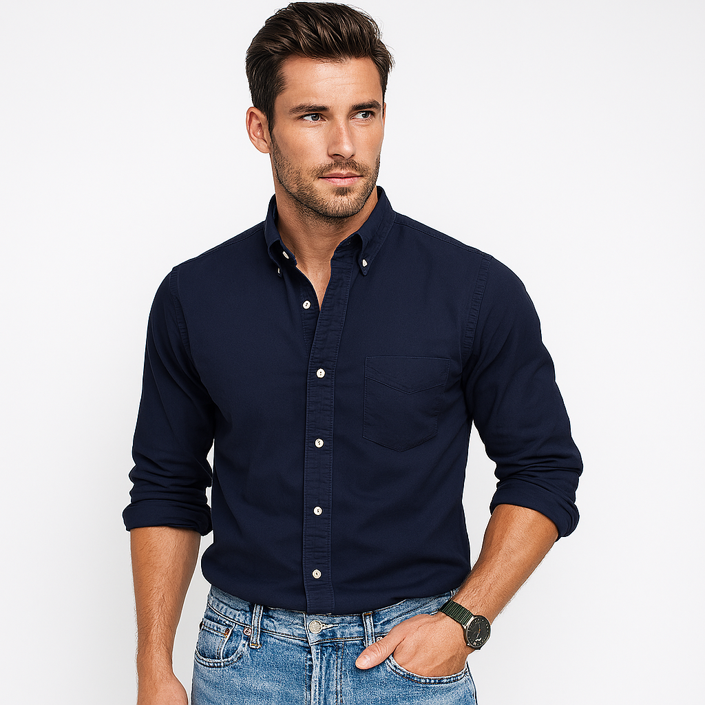 Men's Vintage Wash Long Sleeve Blouse