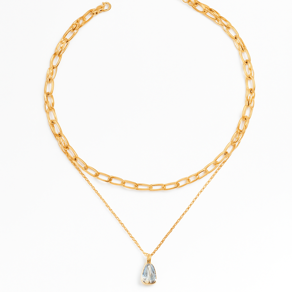 Double Layer Necklace 18K Gold (gold finish)