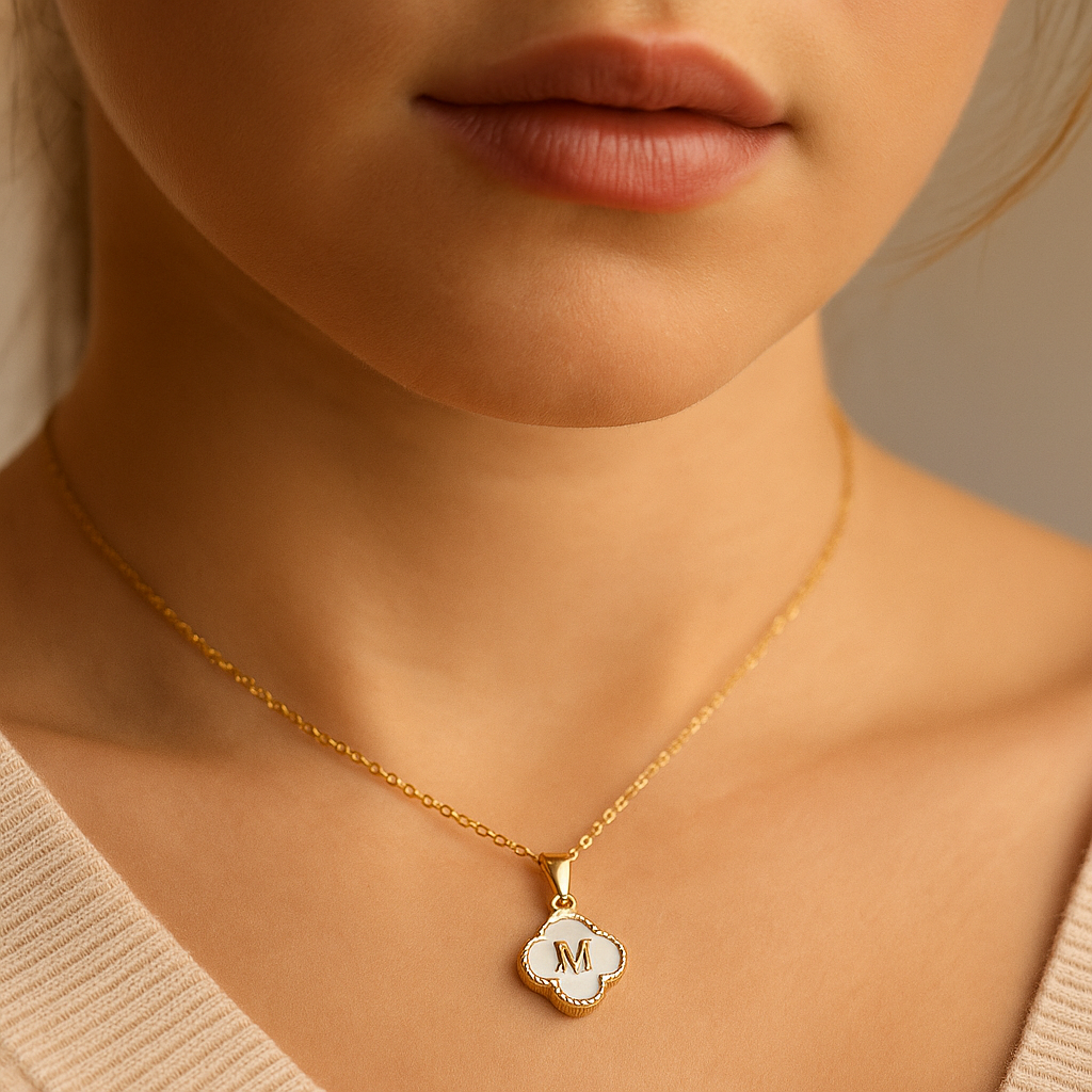 Lucky Initial Clover Necklace (stainless steel)
