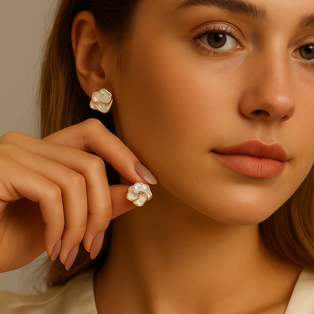 Floral Pearl Earrings (gold finish)