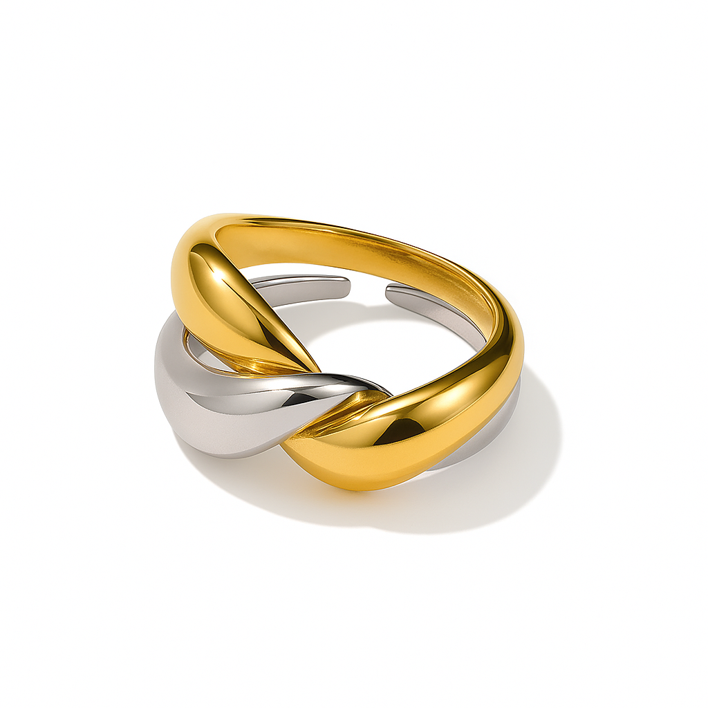 Interlocking Wave Ring (Gold Finish)