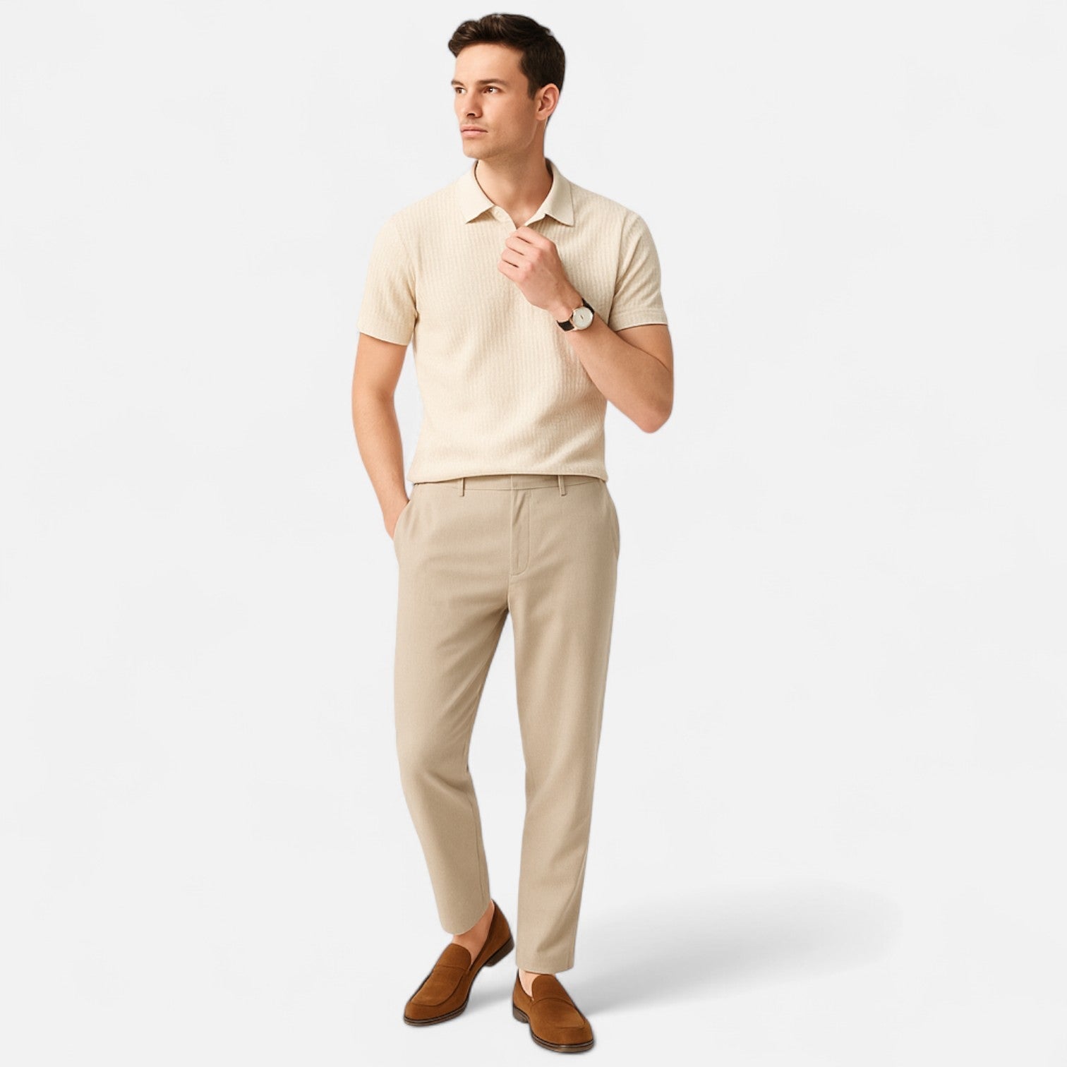 Men’s Waffle Knit Polo Shirt – Elevated Texture, Supreme Flexibility