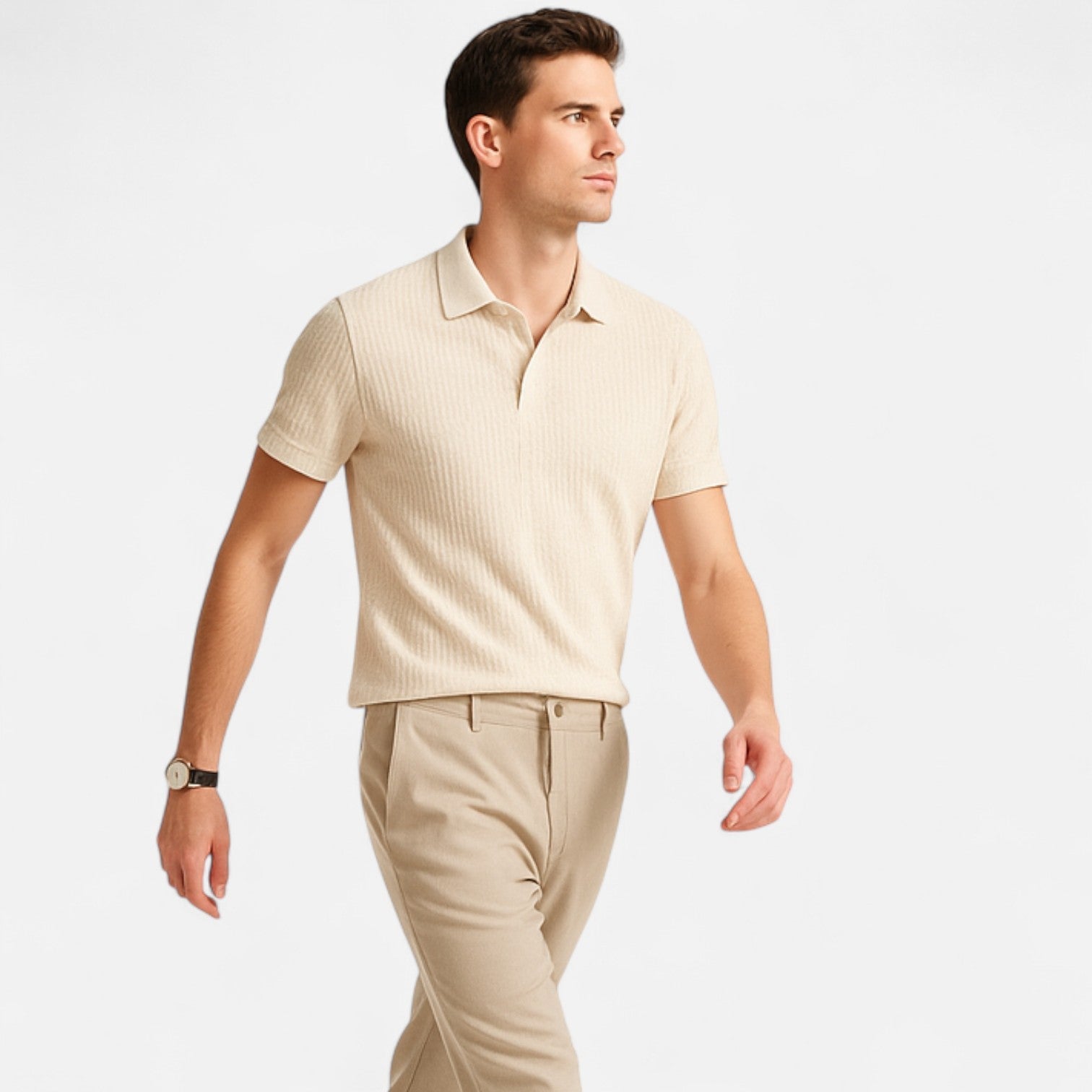 Men’s Waffle Knit Polo Shirt – Elevated Texture, Supreme Flexibility