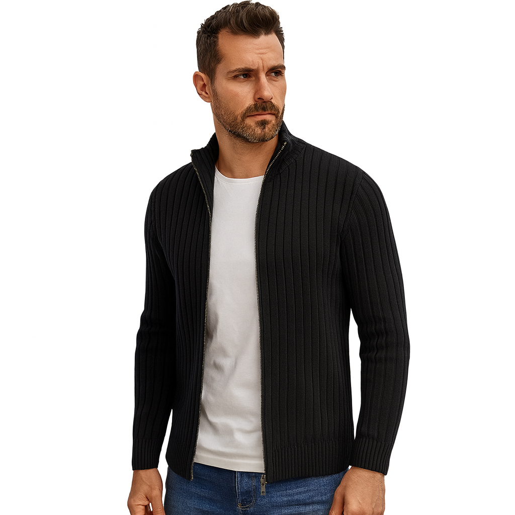 Men's Ribbed Zip-Up Cardigan | Casual