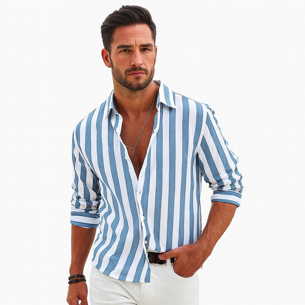 Men's Striped Button-Up Shirt | Summer