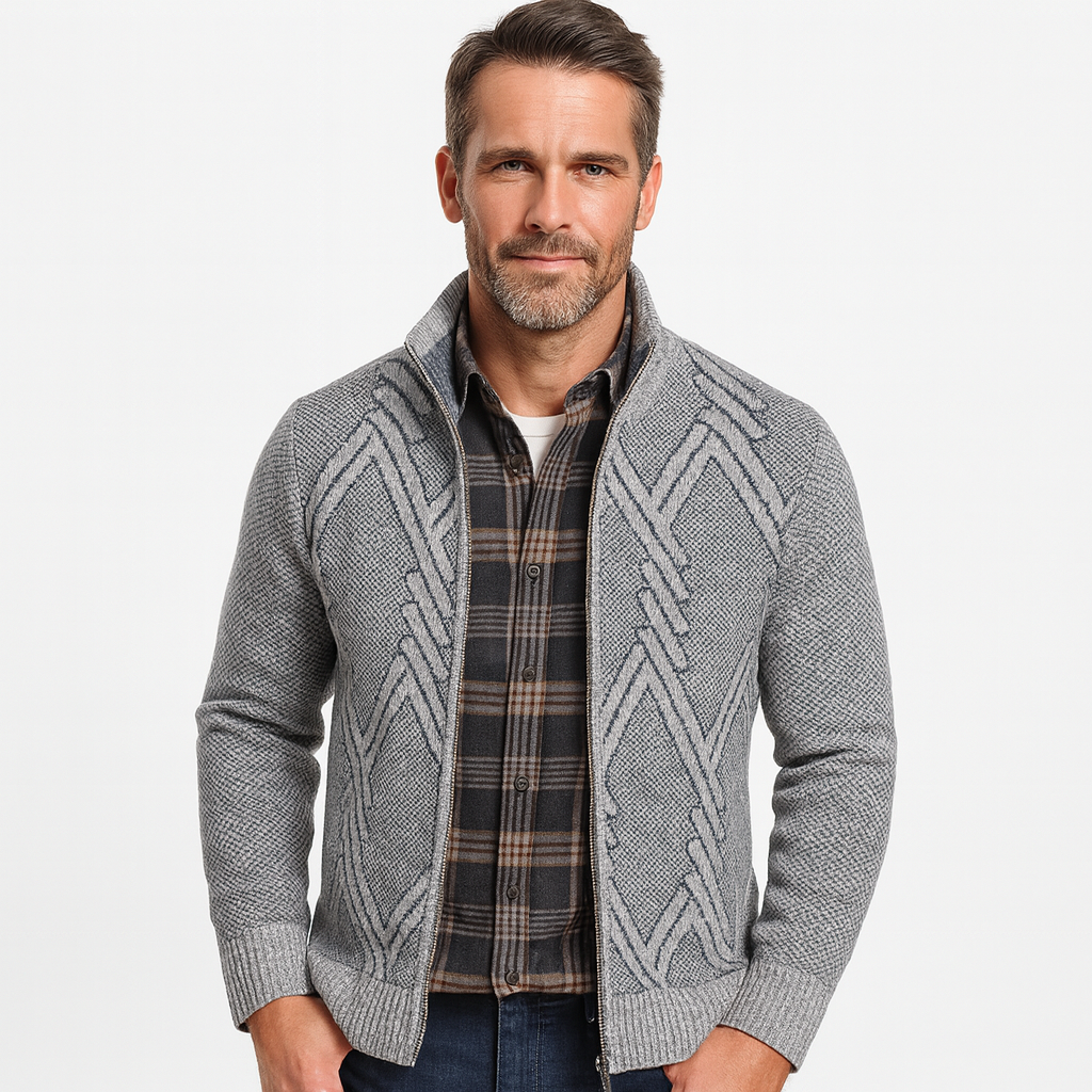 Men's Textured Zip Sweater | Knit
