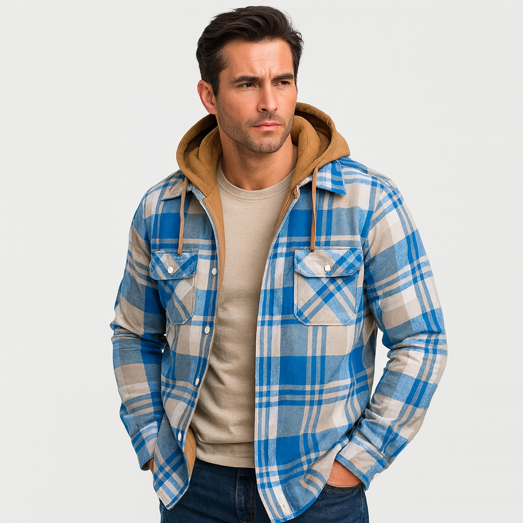 Men's Quilted Plaid Jacket | Hooded