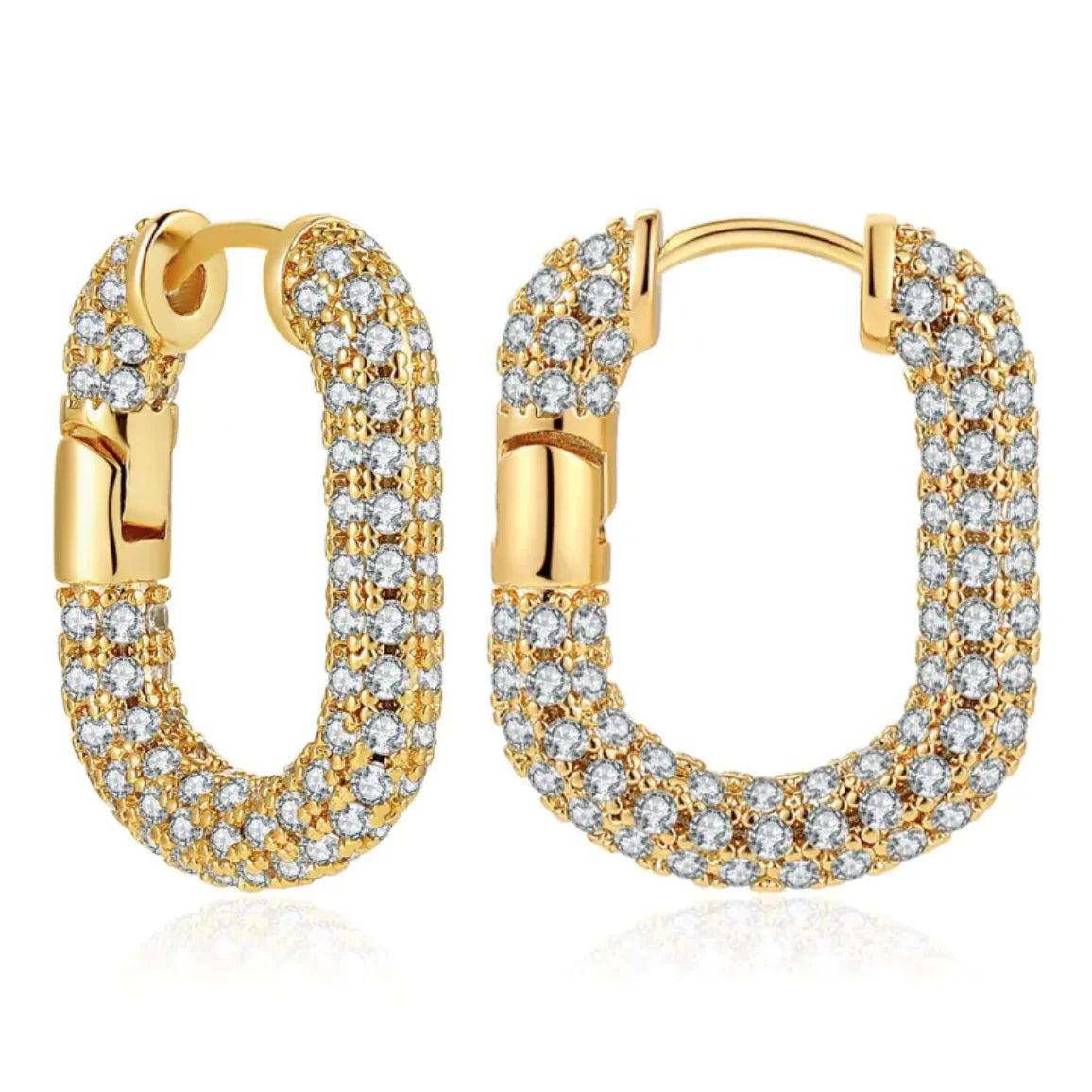 Cuban Link Diamond Drop Earrings (gold finish)
