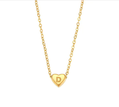 Heart Initial Necklace (Gold finish)