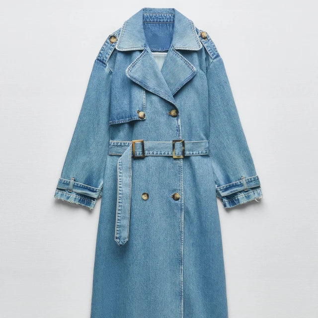 Zara | Women's Blue Trench Coat with Belt