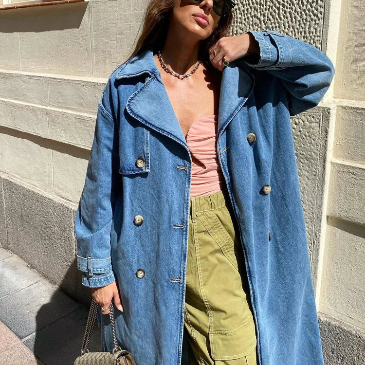 Zara | Women's Blue Trench Coat with Belt