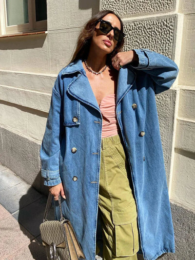Zara | Women's Blue Trench Coat with Belt