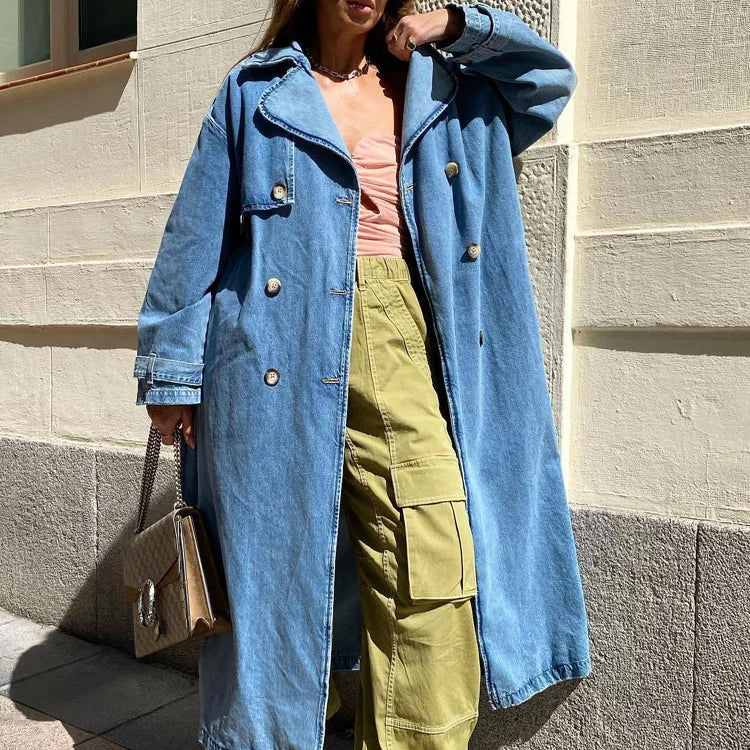 Zara | Women's Blue Trench Coat with Belt