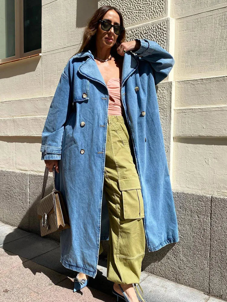 Zara | Women's Blue Trench Coat with Belt