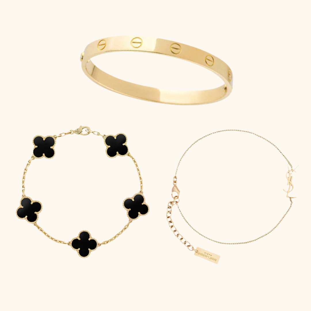 Dubai Bracelet Set (gold finish, 3-piece)