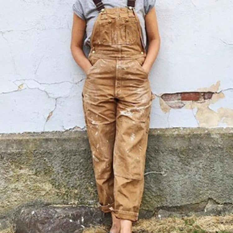 Women's Canvas Dungarees with Relaxed Fit