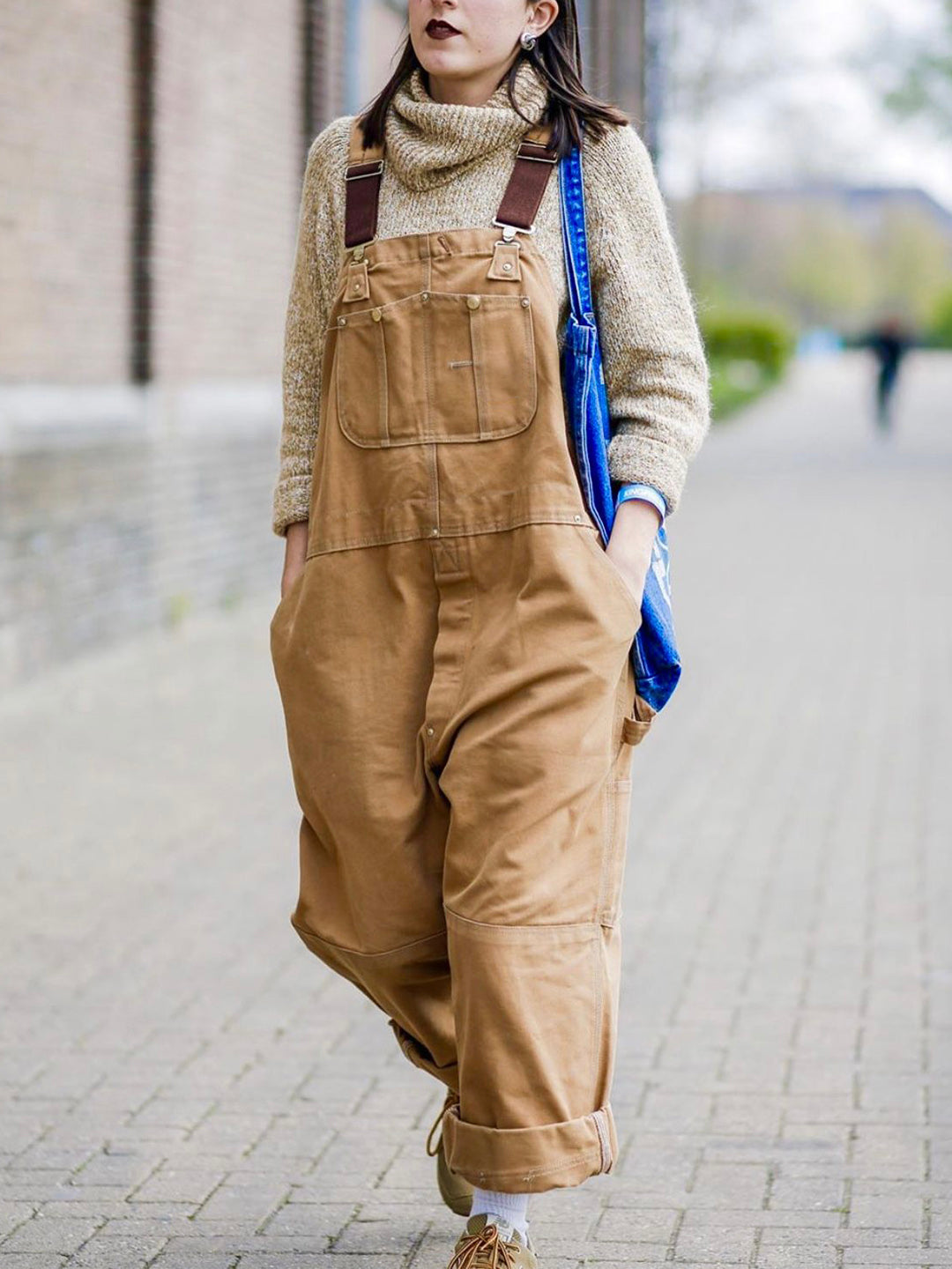 Women's Canvas Dungarees with Relaxed Fit