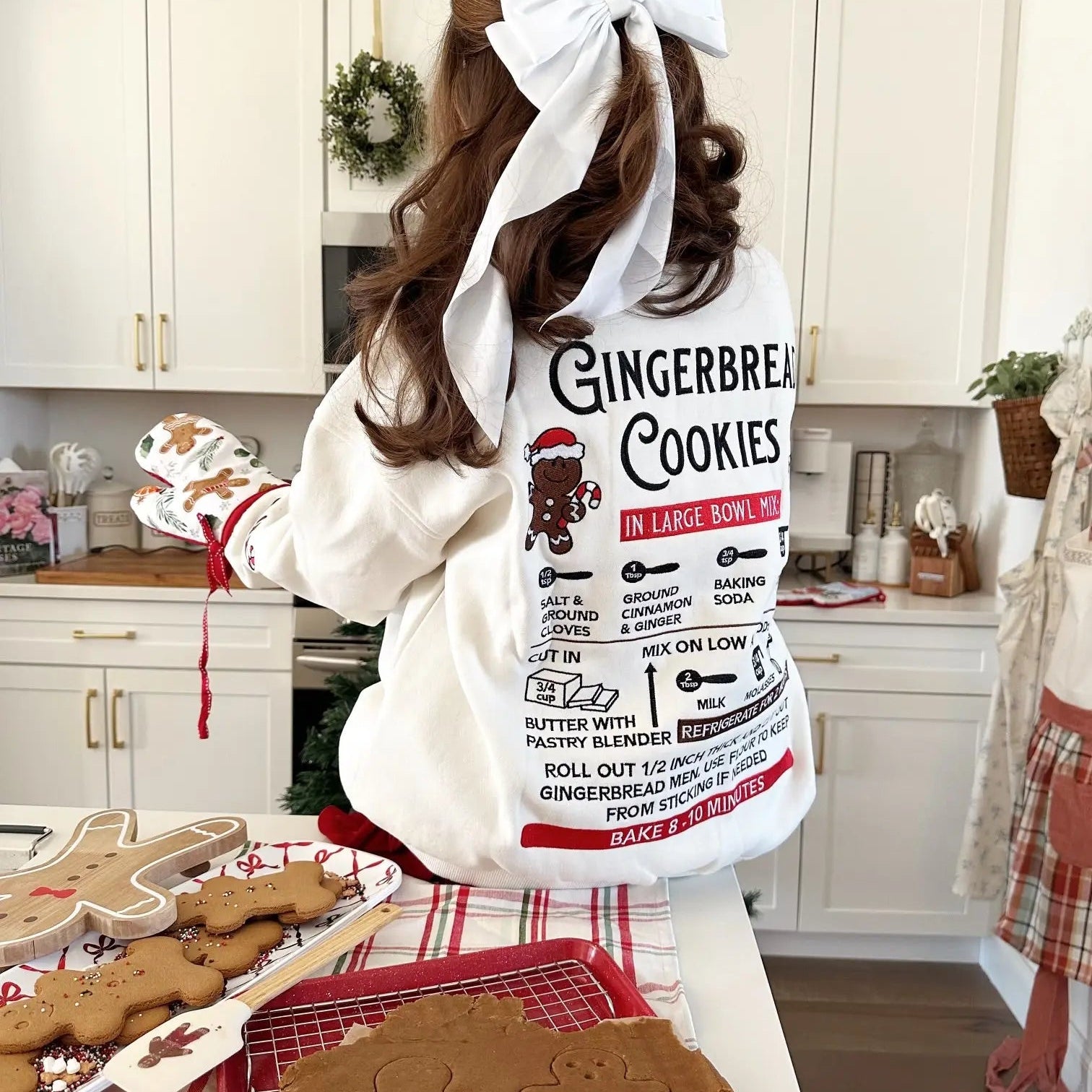 Ivory Gingerbread Recipe Christmas Embroider Sweatshirt