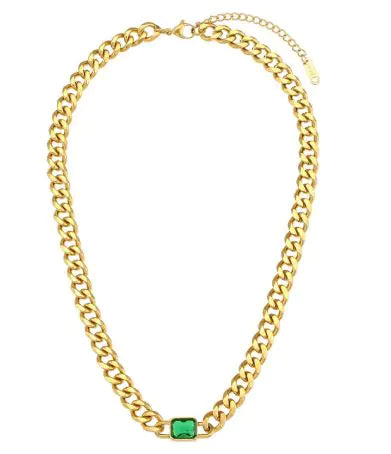 Gold Plated Gemstone Necklace (gold finish)