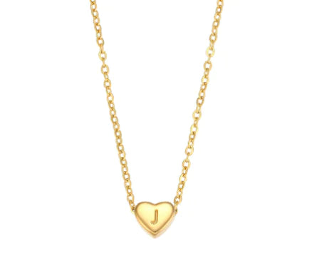 Heart Initial Necklace (Gold finish)