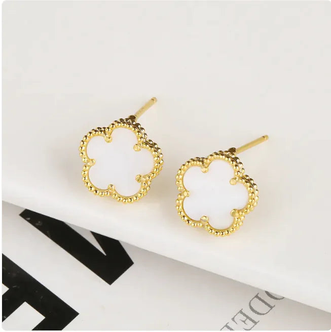 Five-Petal Shell Earrings (gold finish)