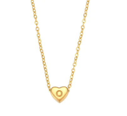Heart Initial Necklace (Gold finish)