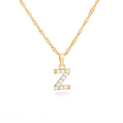 Zircon Letter Necklace (Gold finish)