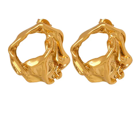 Retro Pleated Hoop Earrings (stainless steel)