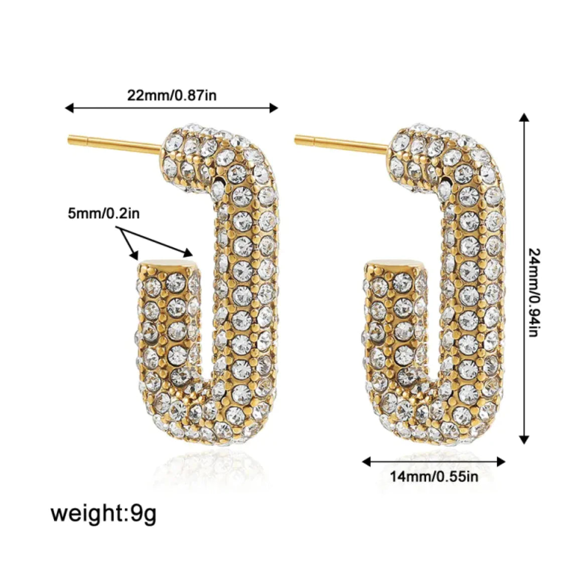 Cuban Link Diamond Drop Earrings (gold finish)