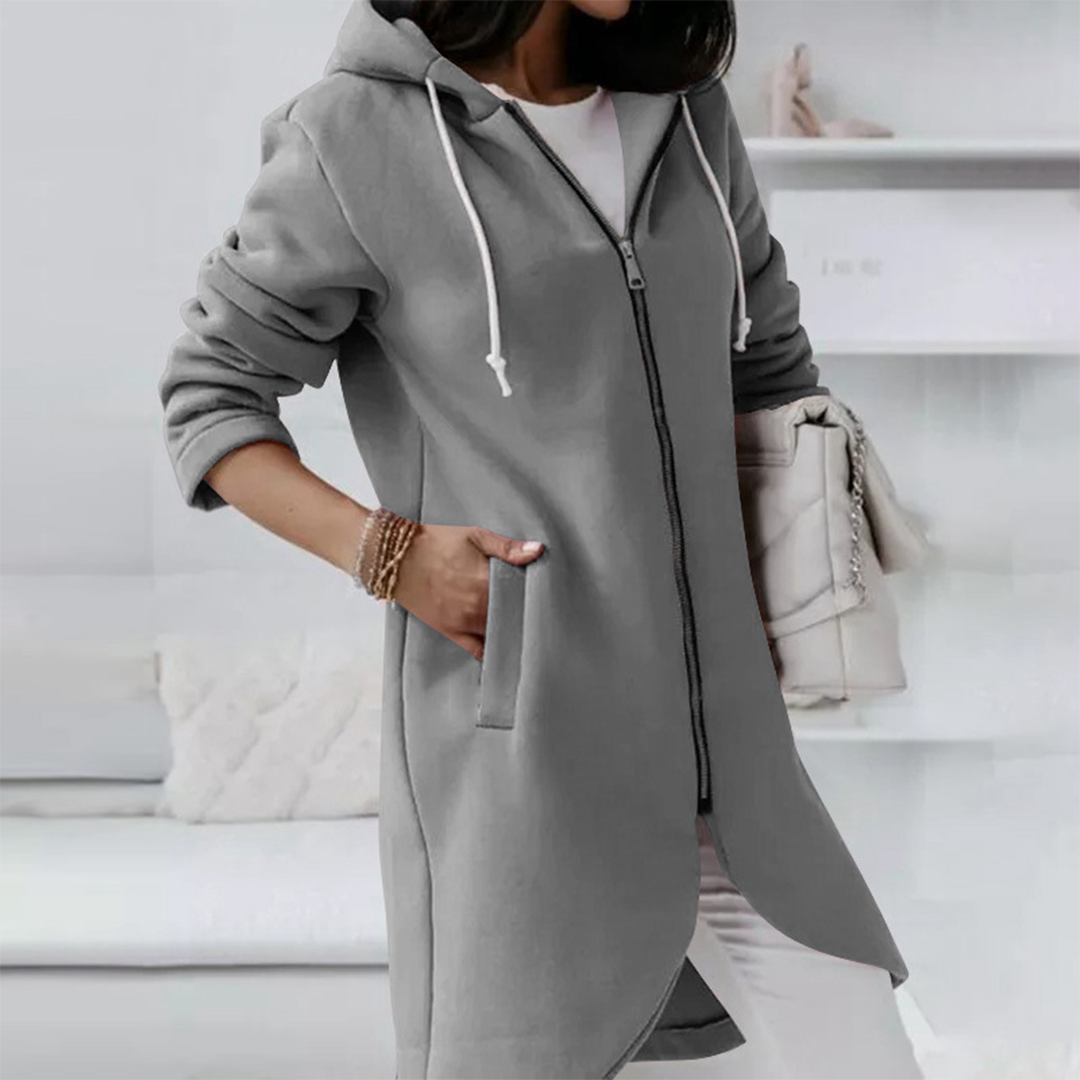 Arabella | Women's Long Hooded Pullover with Zipper