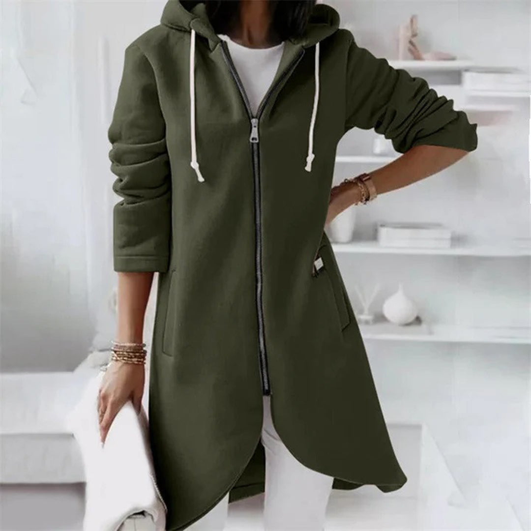 Arabella | Women's Long Hooded Pullover with Zipper