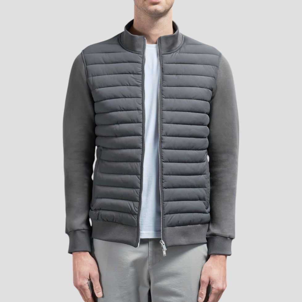 Men's Quilted Hybrid Jacket with Knitted Sleeves