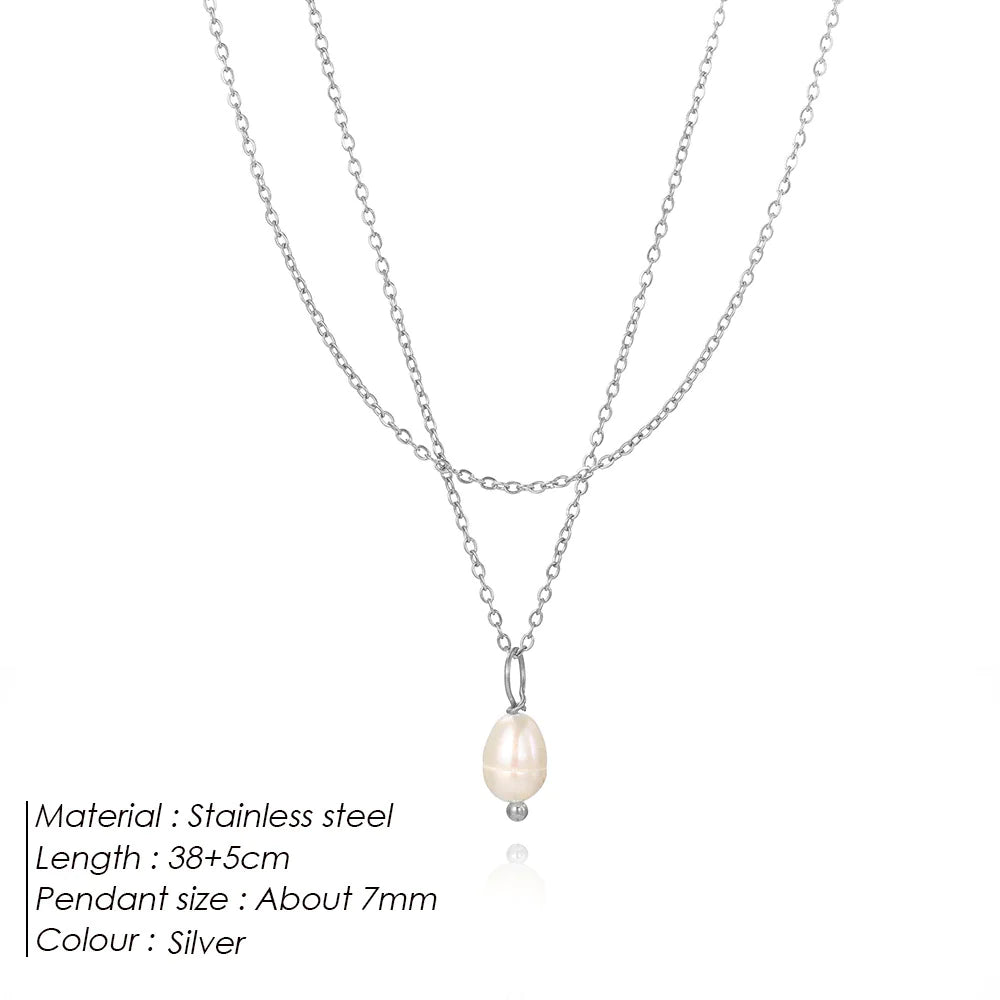 Double-Layer Pearl Necklace (gold finish)