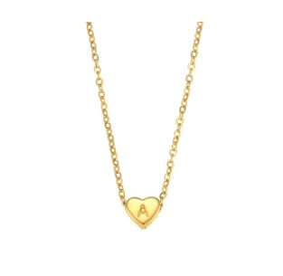 Heart Initial Necklace (Gold finish)