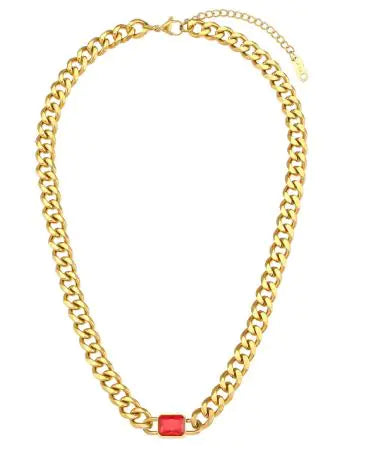 Gold Plated Gemstone Necklace (gold finish)