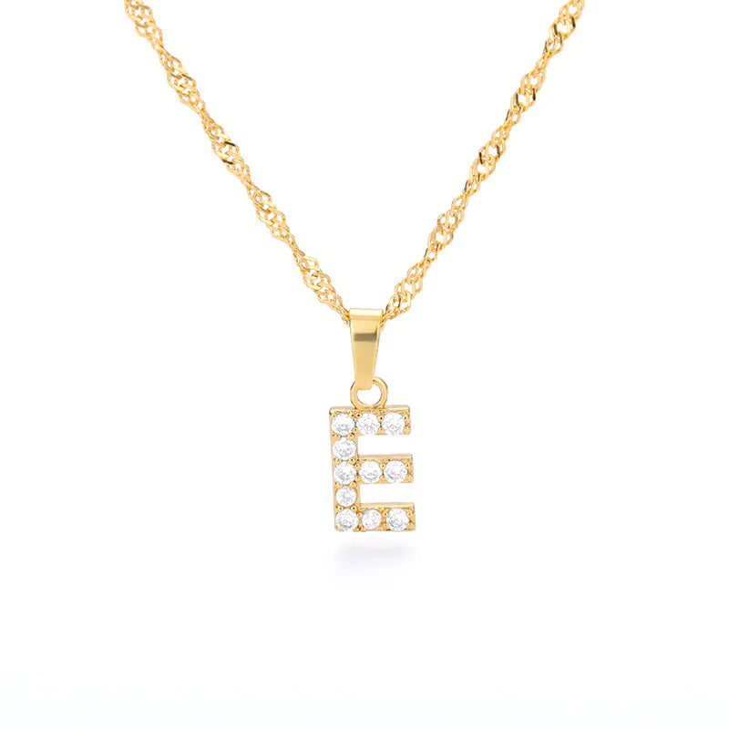 Zircon Letter Necklace (Gold finish)