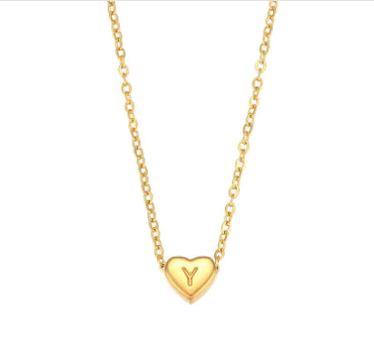Heart Initial Necklace (Gold finish)