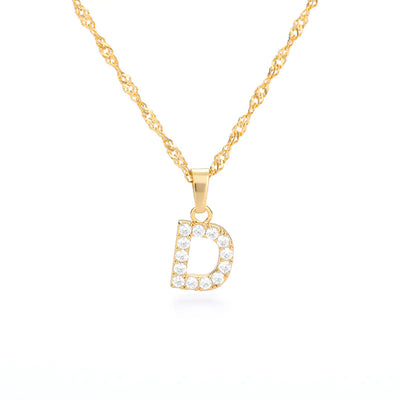 Zircon Letter Necklace (Gold finish)