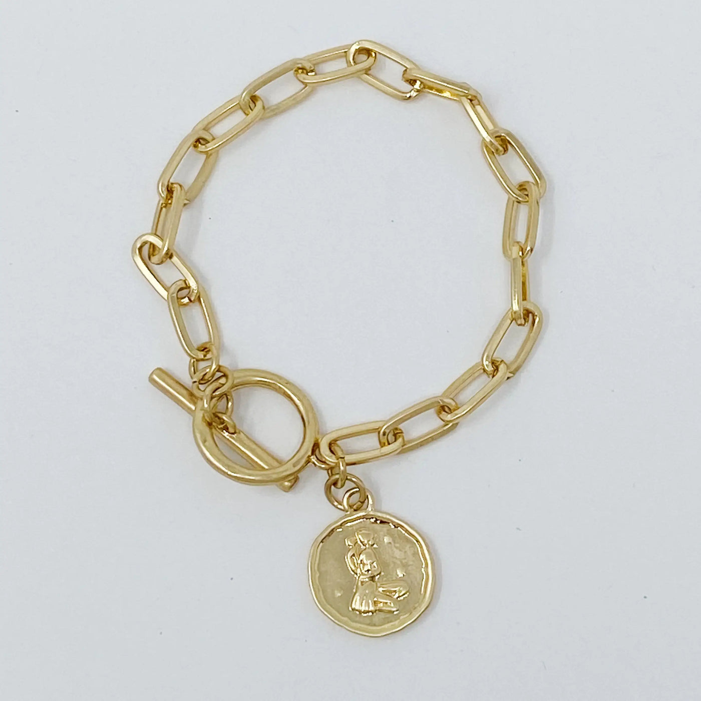 Zodiac Charm Chain Bracelet (Gold Finish)