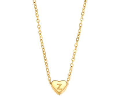Heart Initial Necklace (Gold finish)
